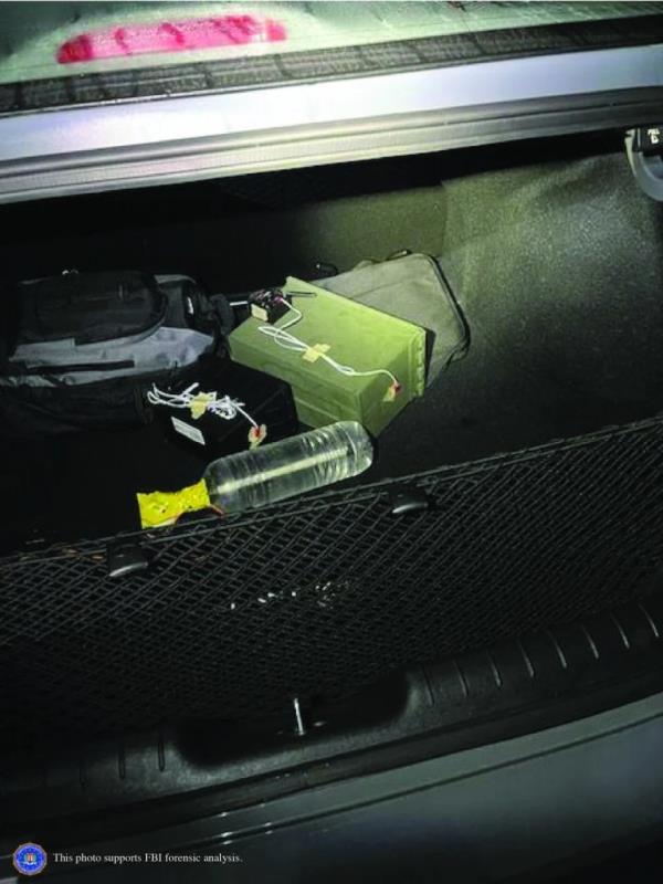 The FBI also released images of two IEDs in the trunk of Crooks' car.