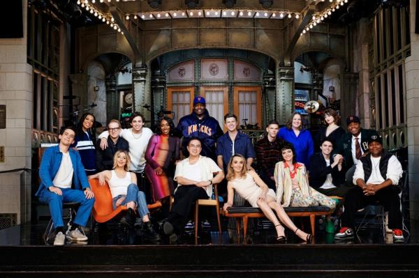 The "SNL" Season 49 cast: Andrew Dismukes, Punkie Johnson, James Austin Johnson, Marcello Hernandez, Ego Nwodim, Michael Che, Colin Jost, Mikey Day, Molly Kearney, Chloe Troast, Devon Walker; (bottom row l-r) Heidi Gardner, Bowen Yang, Chloe Fineman, Sarah Sherman, Michael Longfellow, and Kenan Thompson. 